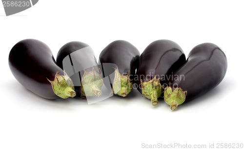 Image of eggplants isolated on white background close up