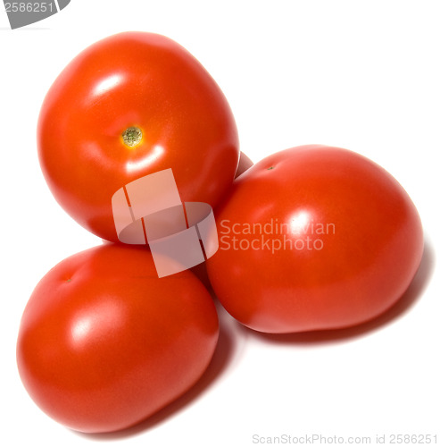 Image of red tomato isolated  on white background 