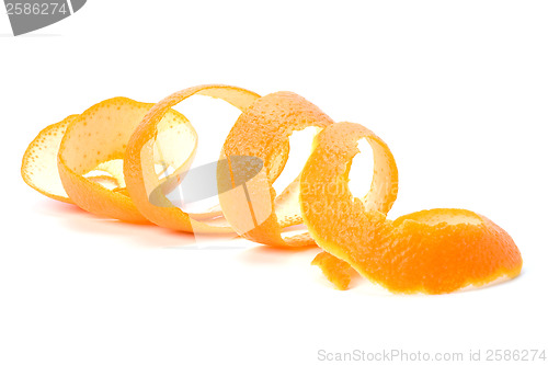 Image of orange spiral peel isolated on white