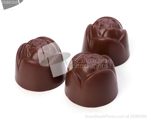Image of chocolate pralines isolated on white background