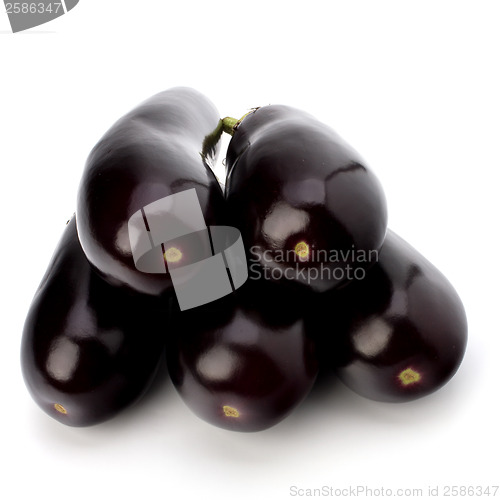 Image of eggplants isolated on white background close up