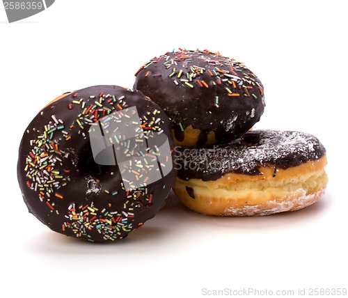 Image of Doughnut  with chocolate cream  isolated on white  background