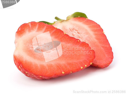 Image of Halved strawberry isolated on white background