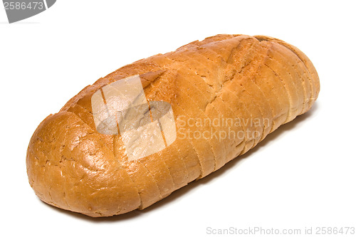 Image of sliced baguette isolated on white  