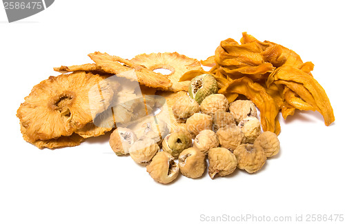 Image of dried fruits assortment isolated on white background