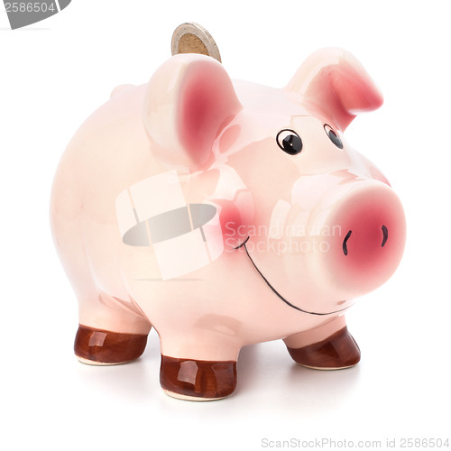 Image of Business concept. Lucky piggy bank isolated on white background.