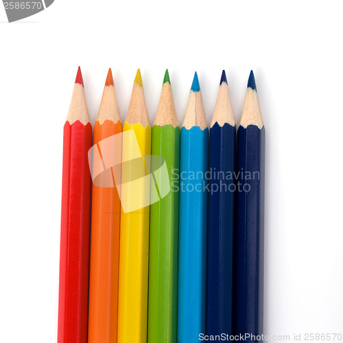 Image of 
Colour pencils isolated on white  background close up
