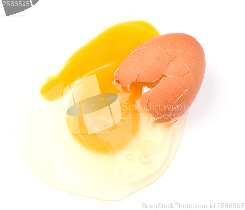 Image of broken egg isolated on white background