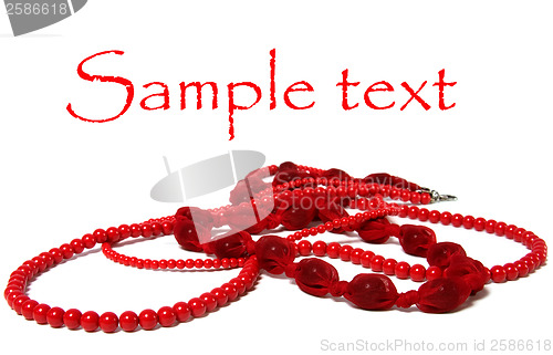 Image of red beads isolated on white background