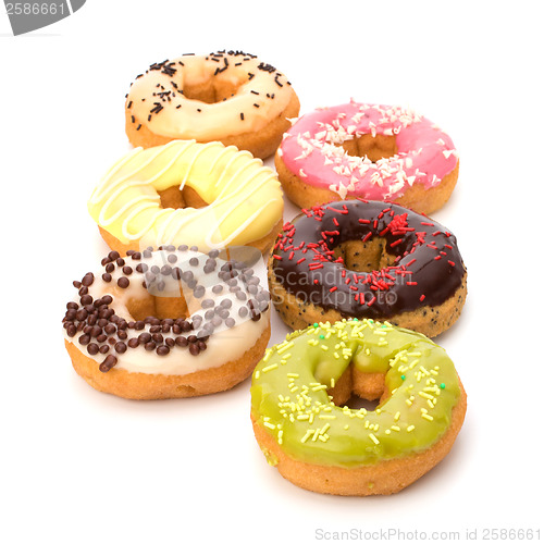 Image of Delicious doughnuts isolated on white background 