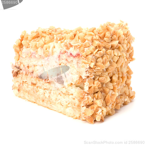 Image of Slice of  cream cake isolated on white background