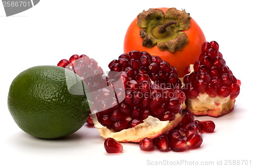 Image of tropical fruits isolated on white background