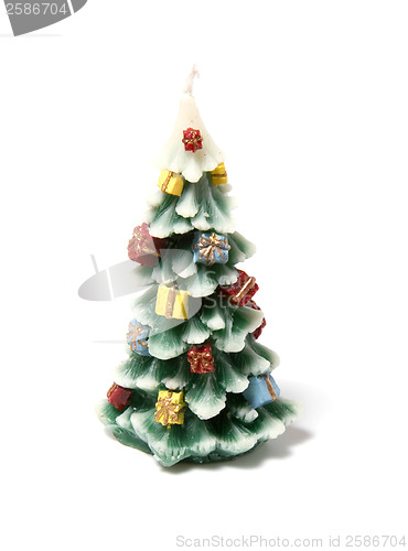 Image of Christmas tree candle  isolated on the white background 