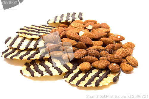 Image of nuts and pastry isolated on white