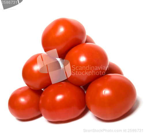 Image of red tomato isolated  on white background 