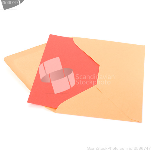 Image of envelope with card isolated on white background