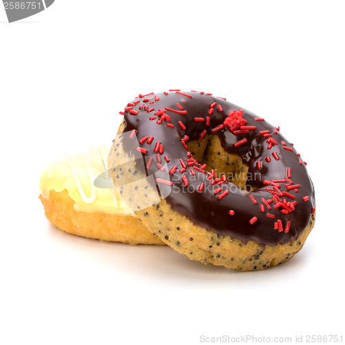 Image of Delicious doughnuts isolated on white background 