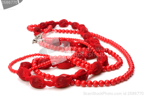 Image of Red beads isolated on white background