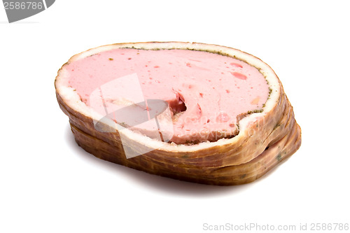 Image of meat slices isolated on white 