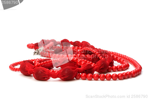 Image of Red beads isolated on white background