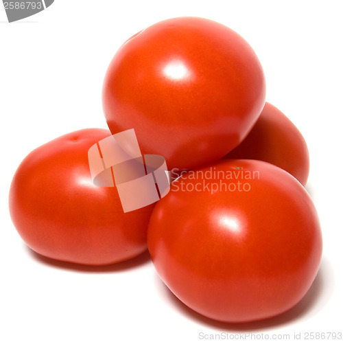 Image of red tomato isolated  on white background 