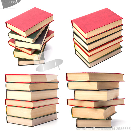 Image of book stack isolated on white background
