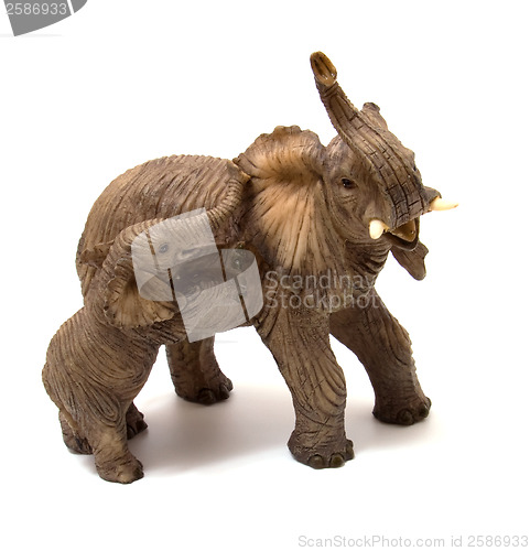 Image of Ceramics elephant with elephant calf isolated on white backgroun