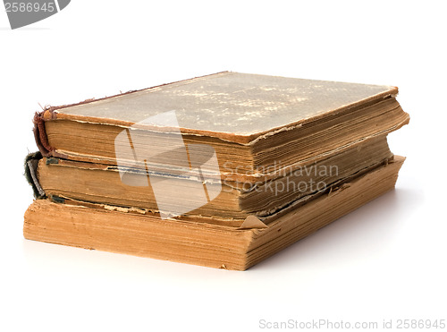 Image of tattered book stack isolated on white background