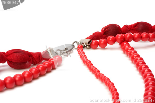 Image of Red beads isolated on white background
