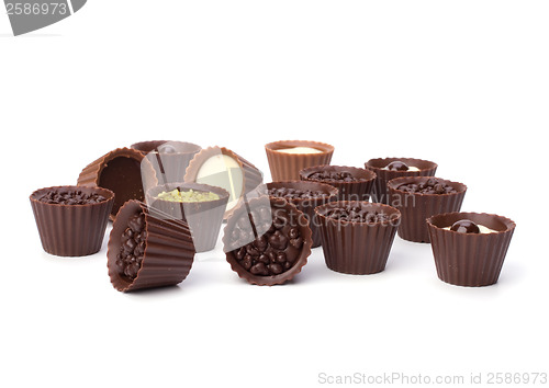 Image of chocolate pralines isolated on white background