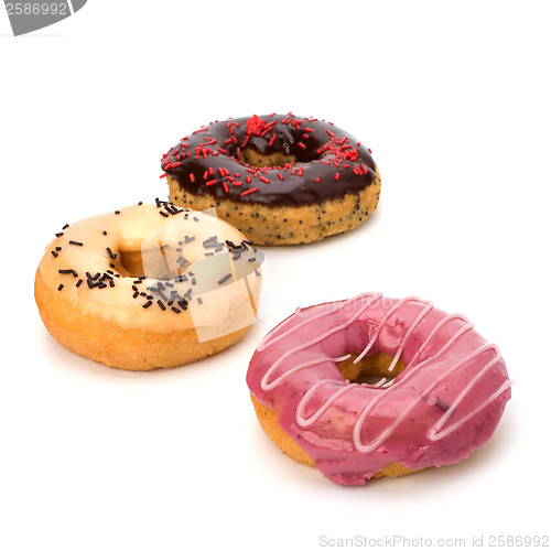 Image of Delicious doughnuts isolated on white background 