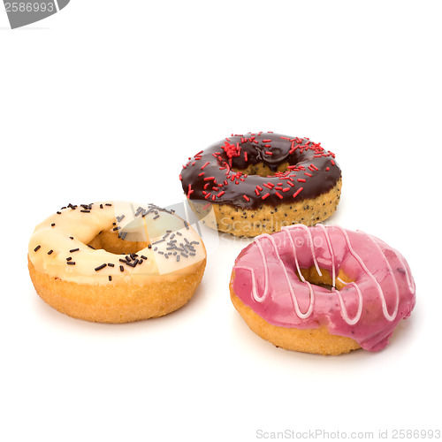 Image of Delicious doughnuts isolated on white background 