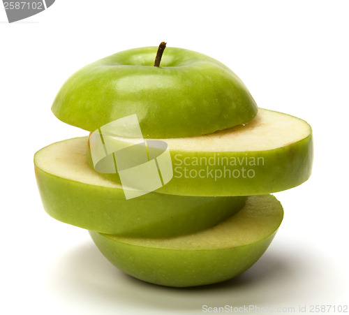 Image of sliced apple isolated on white background