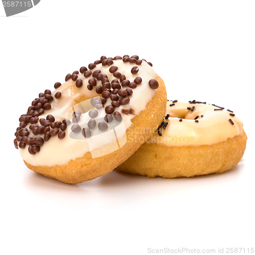 Image of Delicious doughnuts isolated on white background 
