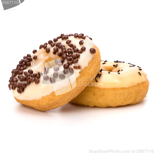 Image of Delicious doughnuts isolated on white background 