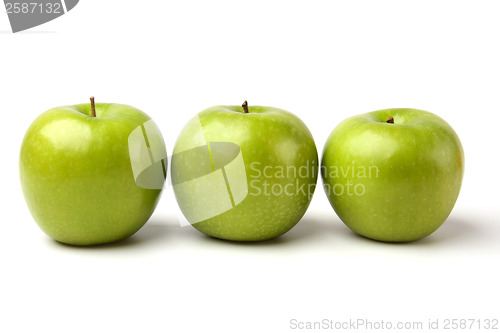 Image of green apples isolated on white background