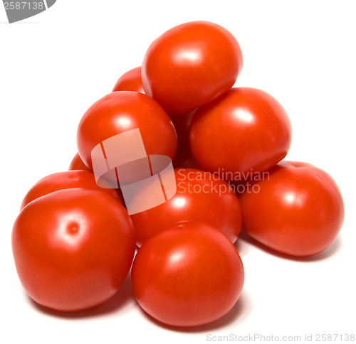 Image of red tomato isolated  on white background 