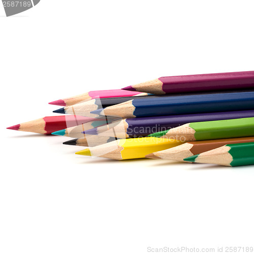 Image of 
Colour pencils isolated on white  background close up

