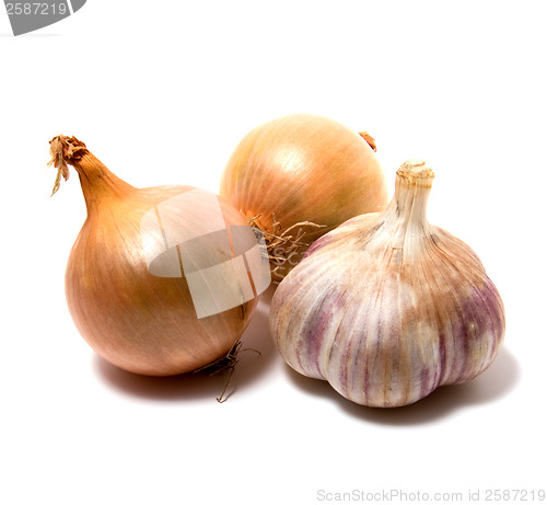 Image of Garlic and onion isolated on white