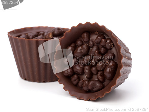 Image of chocolate pralines isolated on white background