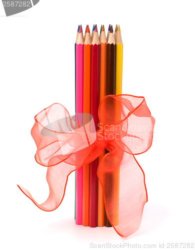 Image of 
Colour pencils isolated on white  background close up
