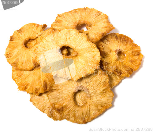 Image of dried pineapples slices  isolated on white background
