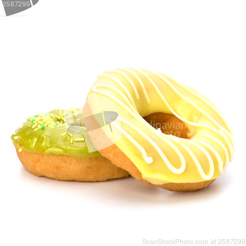 Image of Delicious doughnuts isolated on white background 