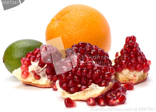 Image of tropical fruits isolated on white background