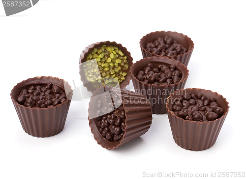Image of chocolate pralines isolated on white background
