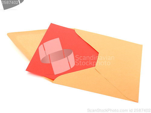 Image of envelope with card isolated on white background