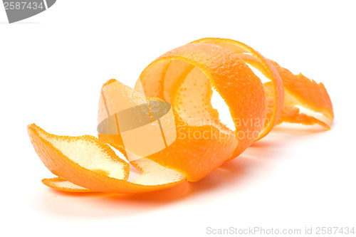 Image of orange spiral peel isolated on white