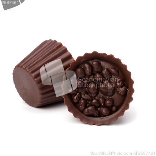 Image of chocolate pralines isolated on white background