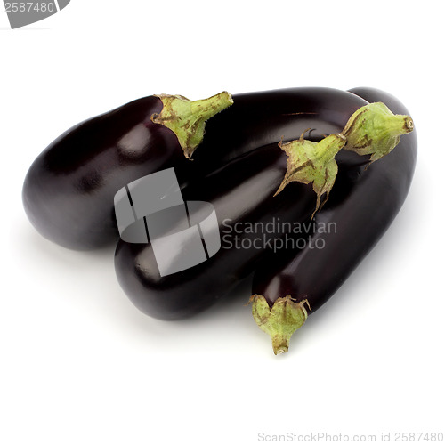 Image of eggplants isolated on white background close up