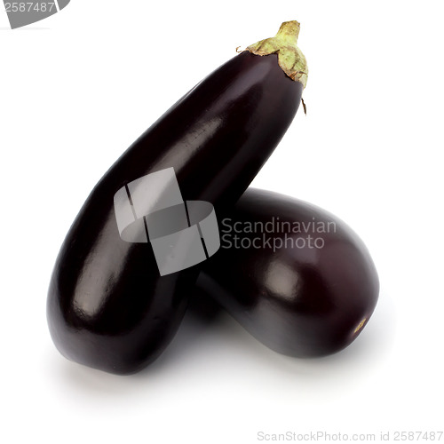 Image of eggplants isolated on white background close up